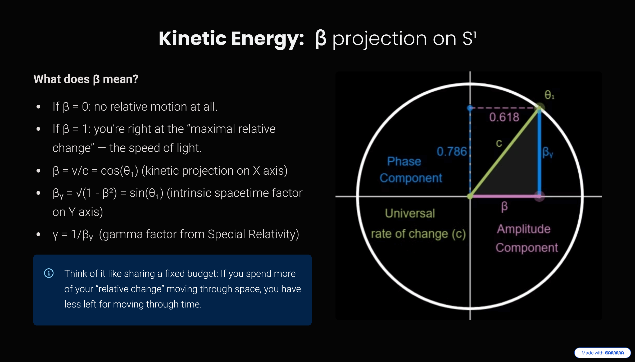 Diagram of the Beta projection on the S¹ unit circle